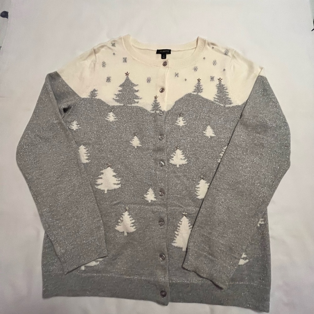 Talbots silver & white holiday sweater